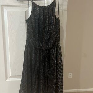 Elegant Black and Gold Striped Dress